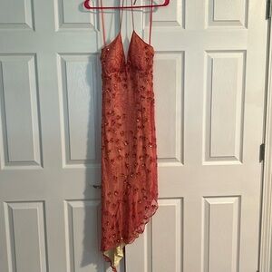 Cache beaded pink dress, size small